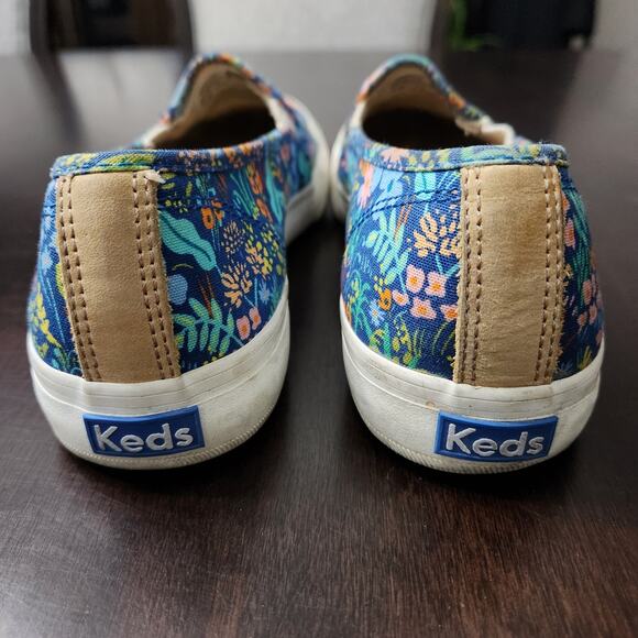 Keds x Rifle Paper Co Double Decker Slip On Sneakers Navy Floral Size 7.5 - Picture 4 of 7